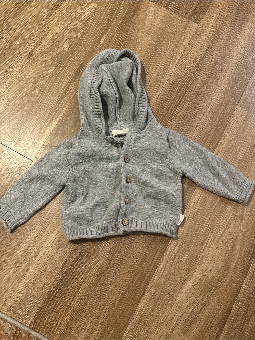 Burt's Bees Baby Gray Hooded Knit Sweater